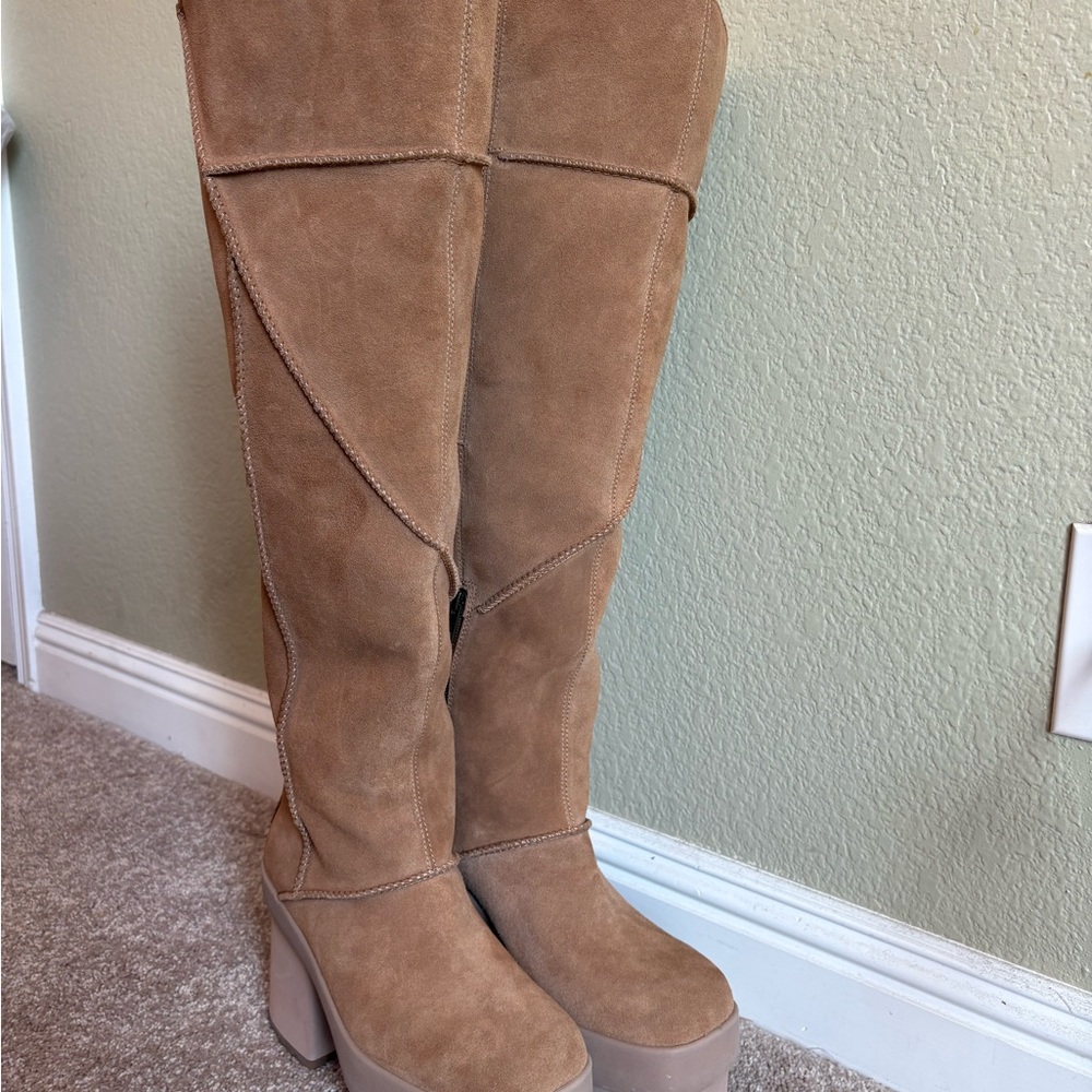 UGG NEW HEIGHTS 3" PLATFORM XTRA OVER THE KNEE BOOTS, WOMEN US 7.5 NEW